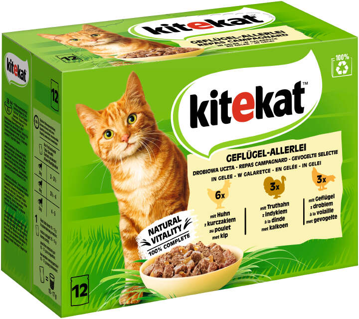 Kitekat Katzen-Nassfutter Geflügel-Allerlei in Gelee 12x85g
